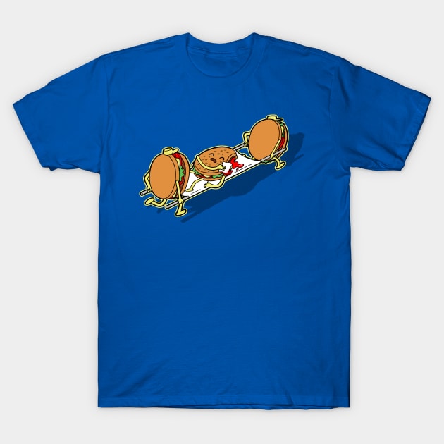 Funny Kawaii Burger Hamburger Junk Food Emergency Cartoon T-Shirt by BoggsNicolas